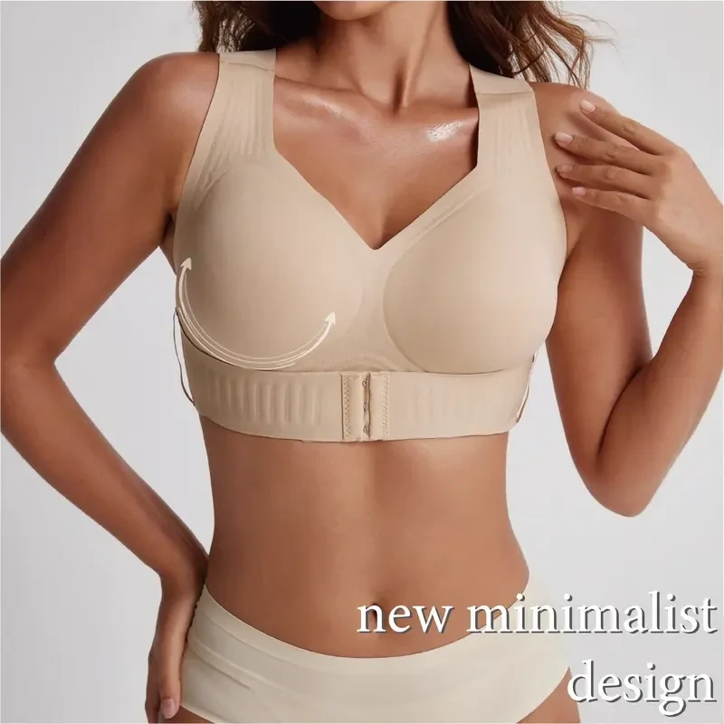 LAST DAY - BUY 1 GET 1 FREE😍Women’s Push-Up Posture Support Bra – Wireless Front-Closure Shaping Bra with Back-Smoothing Support, Wide Straps & Molded Cups