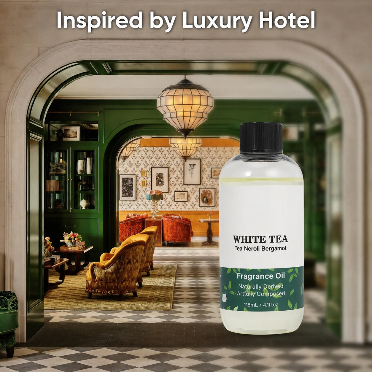 White Tea Diffuser Oil Refill, 4.1 fl oz (118 mL) – Long-Lasting Fragrance Oil with Neroli & Bergamot for Waterless, Ultrasonic and Reed Diffusers