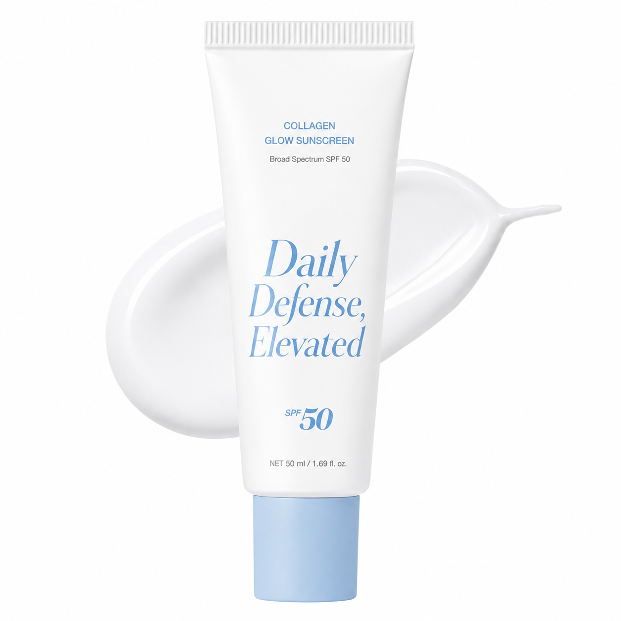 Collagen Sunscreen | SPF 50 Broad Spectrum Face Sunscreen | Lightweight, Non-Sticky, Hydrating Formula | No White Cast or Residue | Whitening effect in 10 seconds
