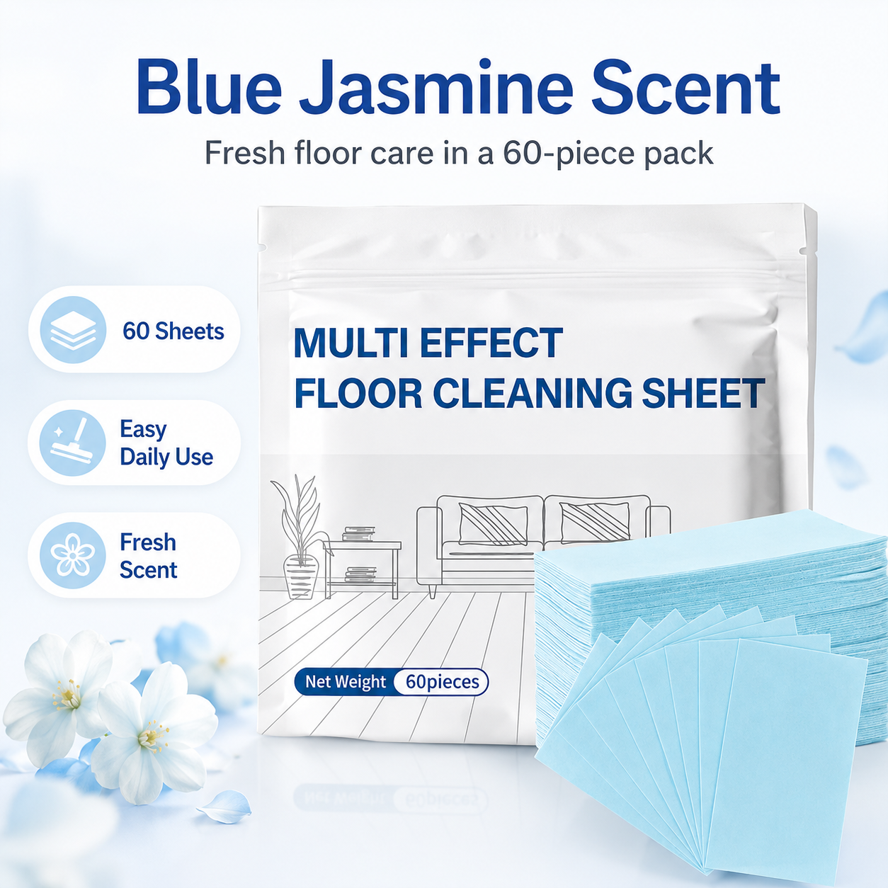 Purivora Home Dissolvable Floor Cleaning Sheets – 60 Pieces