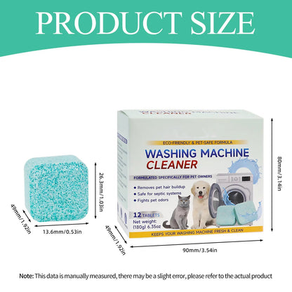 🔥Eco-Friendly Washing Machine Cleaner Tablets (12 Count) | Pet Safe Odor Neutralizer & Deep Clean Descaler for Fresh, Grime-Free Washers