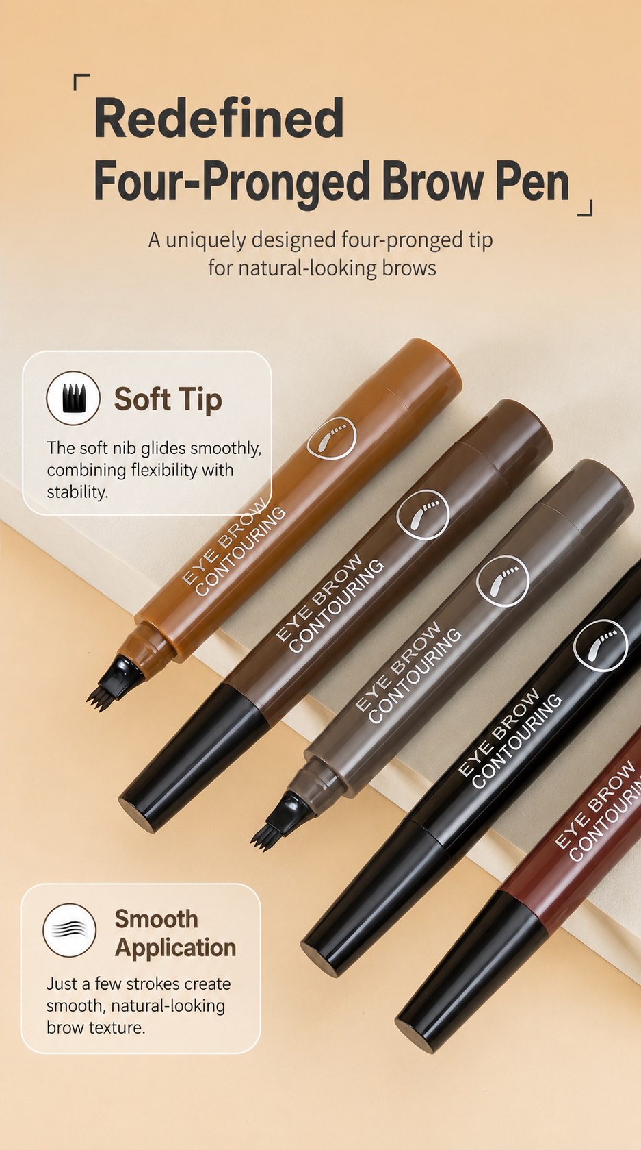 Foxexpro-Four-fork eyebrow pencil, water-resistant and sweat-proof